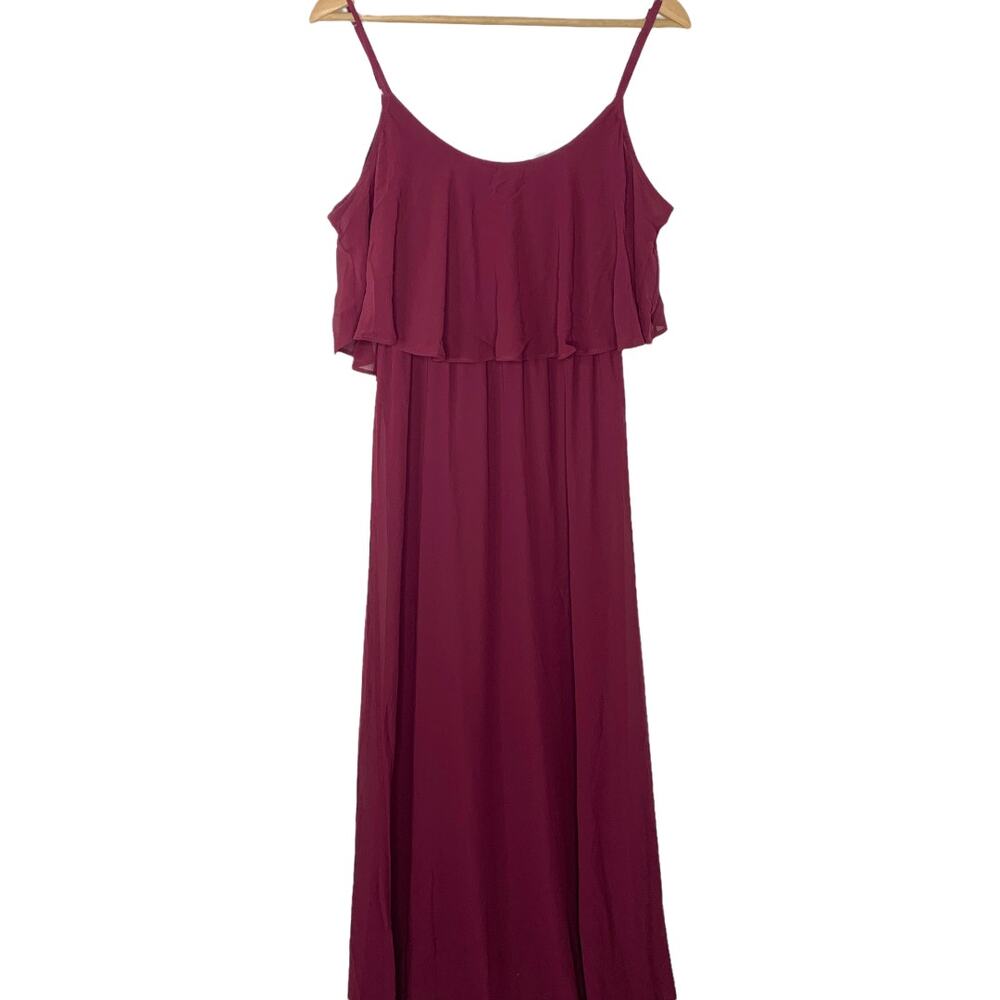 Caitlin Ruffle Maxi Dress Burgundy Show Me Your Mumu Medium - Picture 2 of 7